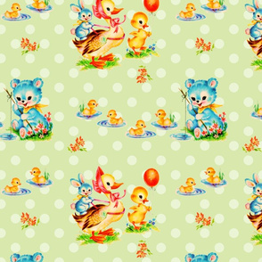 PUDDLE DUCKS - VINTAGE NURSERY COLLECTION (GREEN)