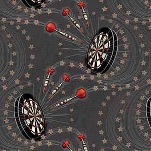 ★ RIGHT IN THE BULL'S EYE ! ★ Gray - Small Scale / Collection : Game on ! - Darts & Dartboard Prints