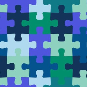 Puzzle Pieces Blue Green