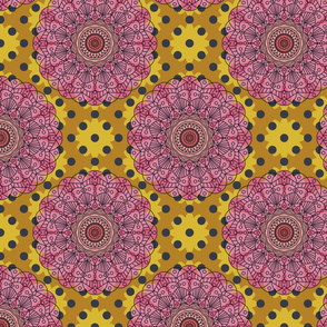 Hand Drawn Mandala Gold Pink