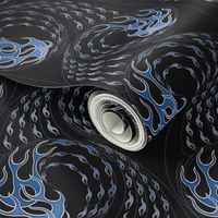 ★ HOT ROD FLAMES ★ Blue, Black - Small Scale / Collection : On fire -Burning Prints 