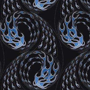 ★ HOT ROD FLAMES ★ Blue, Black - Small Scale / Collection : On fire -Burning Prints 