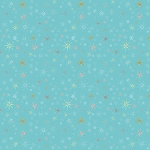 So Many Snowflakes - Pastels on Aqua 