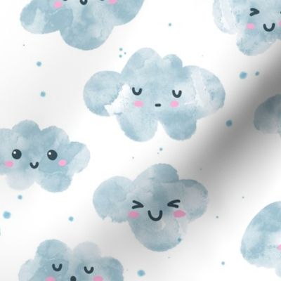 Kawaii watercolor clouds