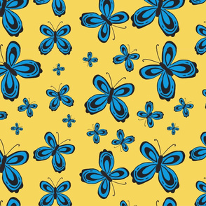 Folkart Butterflies - Yellow and Blue