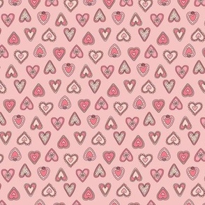 Vintage Valentines Hearts - Pink Mini