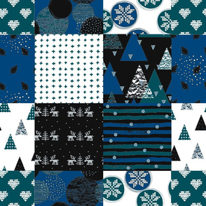 ChristmasBlue Cheater Quilt 8x8