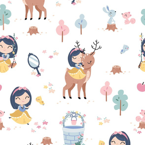 Snow White - wallpaper SMALL - pink