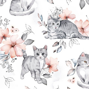 Floral Cats - wallpaper BIG
