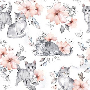 Floral Cats - wallpaper SMALL