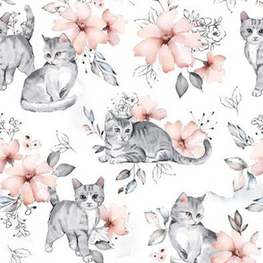 Floral Cats - SMALL