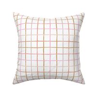 Abstract geometric duo tone checkered stripe trend pattern grid Scandinavian neutral nursery pink peach burnt sienna pastel girls