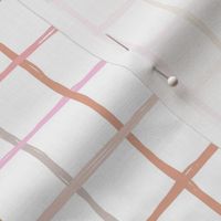 Abstract geometric duo tone checkered stripe trend pattern grid Scandinavian neutral nursery pink peach burnt sienna pastel girls