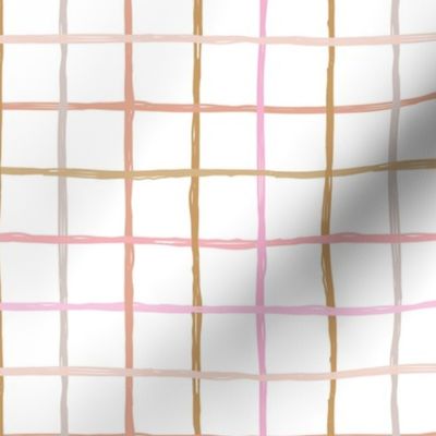 Abstract geometric duo tone checkered stripe trend pattern grid Scandinavian neutral nursery pink peach burnt sienna pastel girls