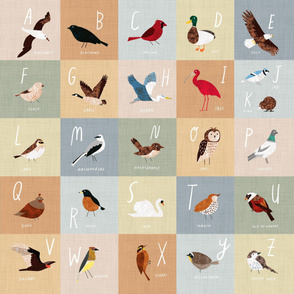 An Alphabet of Birds 36"x36" Block - Handwritten Text