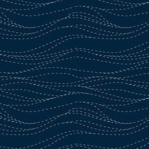 Abstract Waves - Navy - Dashed Lines - Nautical-ed