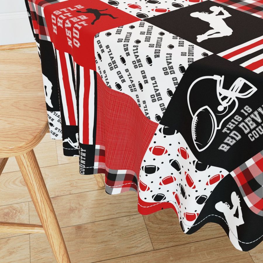 Football//Hustle Hit Never Quit//Red Devils - Wholecloth Cheater Quilt