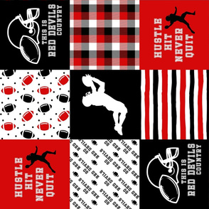 Football//Hustle Hit Never Quit//Red Devils - Wholecloth Cheater Quilt