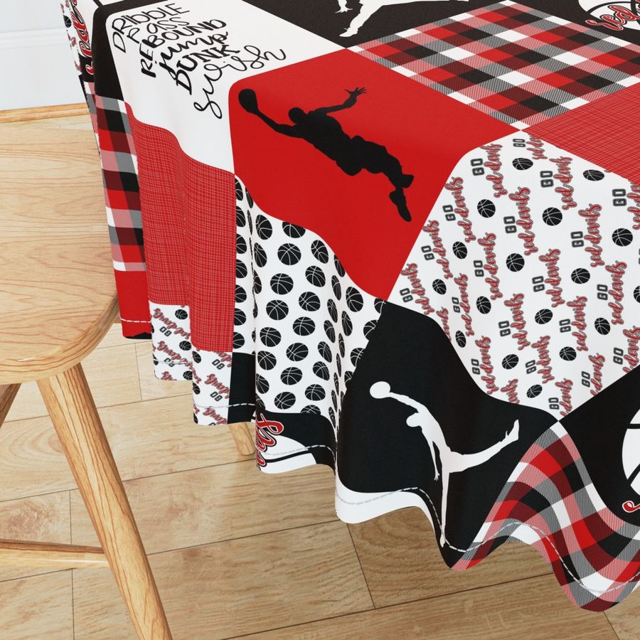 Basketball//Red Devils - Wholecloth Cheater Quilt - Rotated