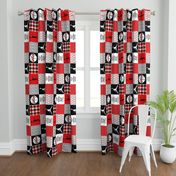 Basketball//Red Devils - Wholecloth Cheater Quilt - Rotated