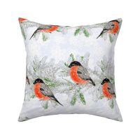 Bullfinches bird pattern, christmas pattern, red berries, red birds, glitter, winter birds, bullfinches, birds, snow, winter, nature, christmas birds, red and white.