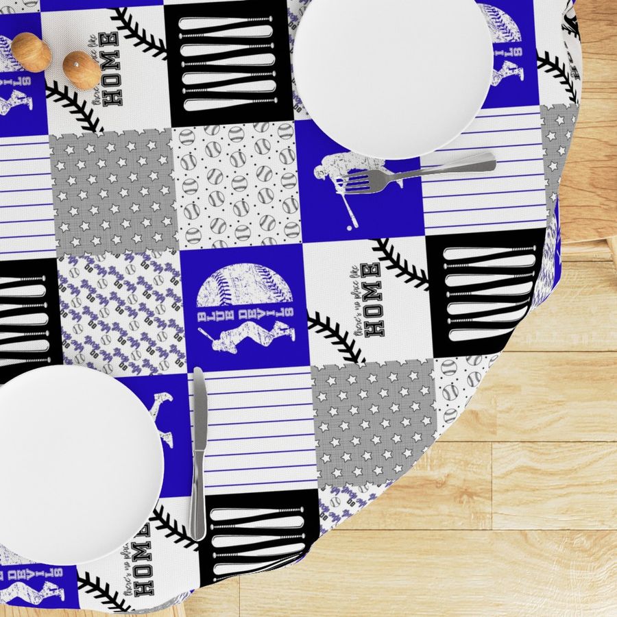 Baseball//Blue Devils - Wholecloth Cheater Quilt - Rotated