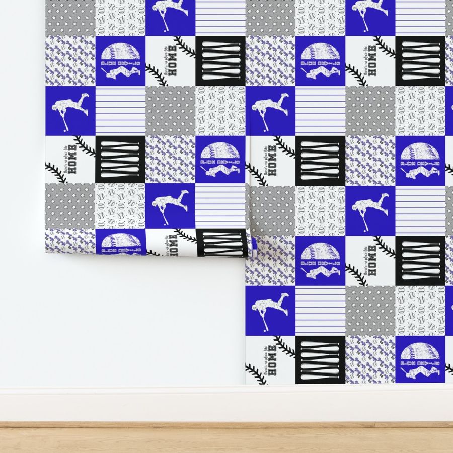 Baseball//Blue Devils - Wholecloth Cheater Quilt - Rotated