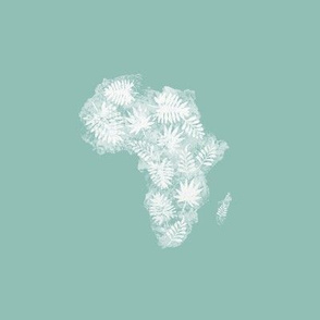 White and Seafoam Leafy Watercolor Africa