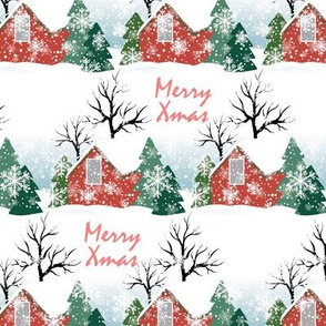 Merry xmas, vintage christmas, countryside, merry christmas, vintage houses, rustic, snowy village, house roofs, winter holidays, small town, christmas country, christmas eve, winter pattern, christmas holidays