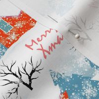 merry christmas, countryside, vintage houses, rustic, xmas, house roofs, winter holidays, small town, christmas country, christmas eve, orange white, winter pattern, christmas holidays