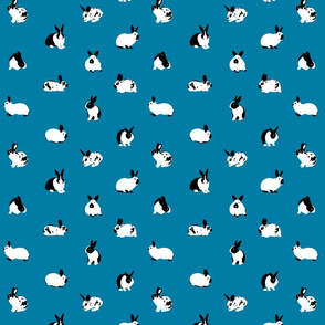Monochrome Rabbits on Teal - small scale
