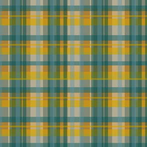 Way Up High Plaid - teal and gold