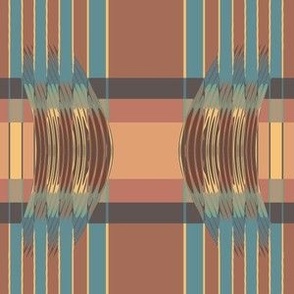 Terracotta  Sand and Blue Modern Plaid