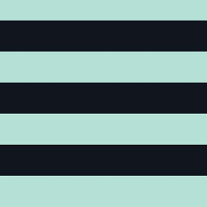 Large Pastel Mint Awning Stripe Pattern Horizontal in Midnight Black