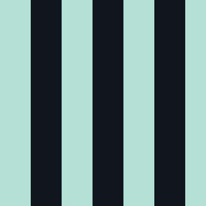 Large Pastel Mint Awning Stripe Pattern Vertical in Midnight Black