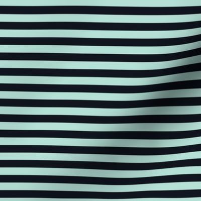 Pastel Mint Bengal Stripe Pattern Horizontal in Midnight Black