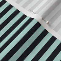 Pastel Mint Bengal Stripe Pattern Horizontal in Midnight Black