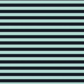 Pastel Mint Bengal Stripe Pattern Horizontal in Midnight Black