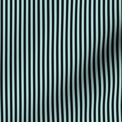 Small Pastel Mint Bengal Stripe Pattern Vertical in Midnight Black