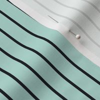 Pastel Mint Pin Stripe Pattern Vertical in Midnight Black