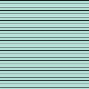 Small Pastel Mint Pin Stripe Pattern Horizontal in Midnight Black