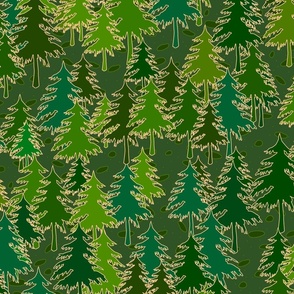 forest, forest pattern, green forest, green, camo pattern, woods, trees, fir forest, nature, conifers, spruce, natural pattern, forest quilt pattern, camouflage pattern.