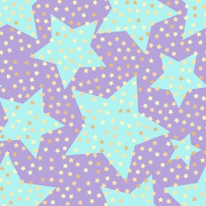 kids room, nursery, Baby, stars, sky, sparkling stars, Baby pattern, gold stars, purple, turquoise, lilac, starry sky, starry