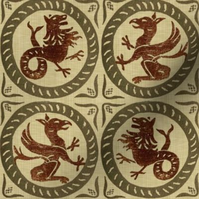 13th Century Dragon Tile  ~ Medium