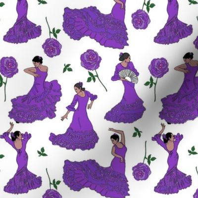 flamenco dancers purple on white 6x6