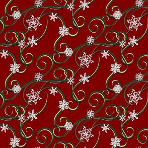 Snowflakes and Streamers Festive Red, green and gold