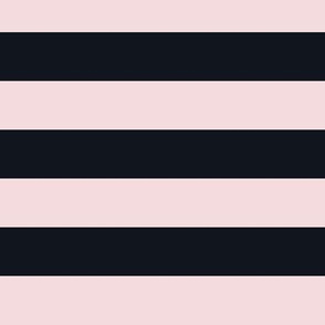Large Rosewater Pink Awning Stripe Pattern Horizontal in Midnight Black