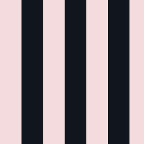 Large Rosewater Pink Awning Stripe Pattern Vertical in Midnight Black