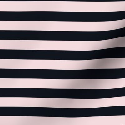 Rosewater Pink Awning Stripe Pattern Horizontal in Midnight Black