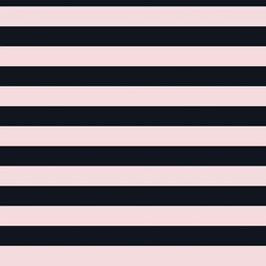 Rosewater Pink Awning Stripe Pattern Horizontal in Midnight Black